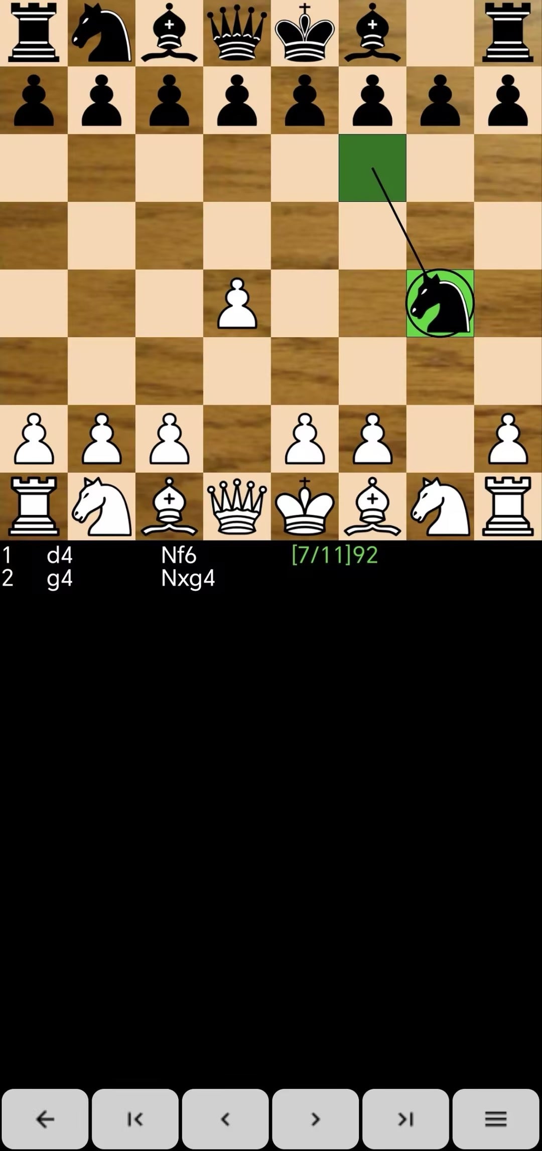 Chess for Android analysis screen