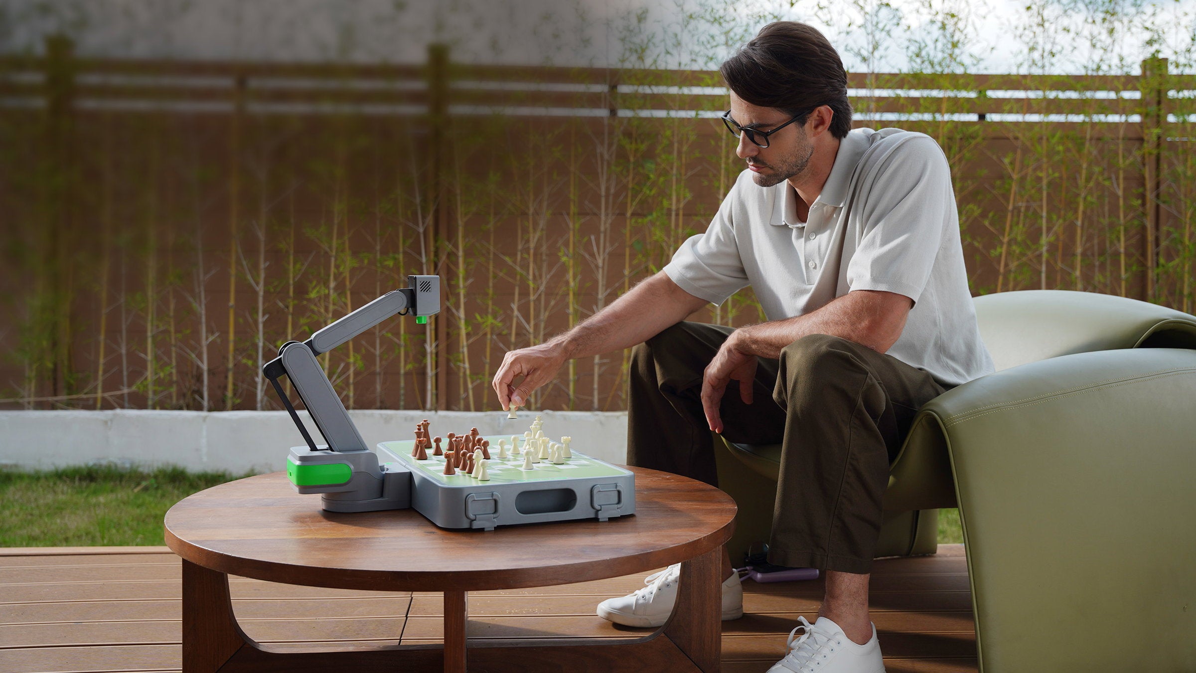Cynus portable AI chess robot on a real chessboard