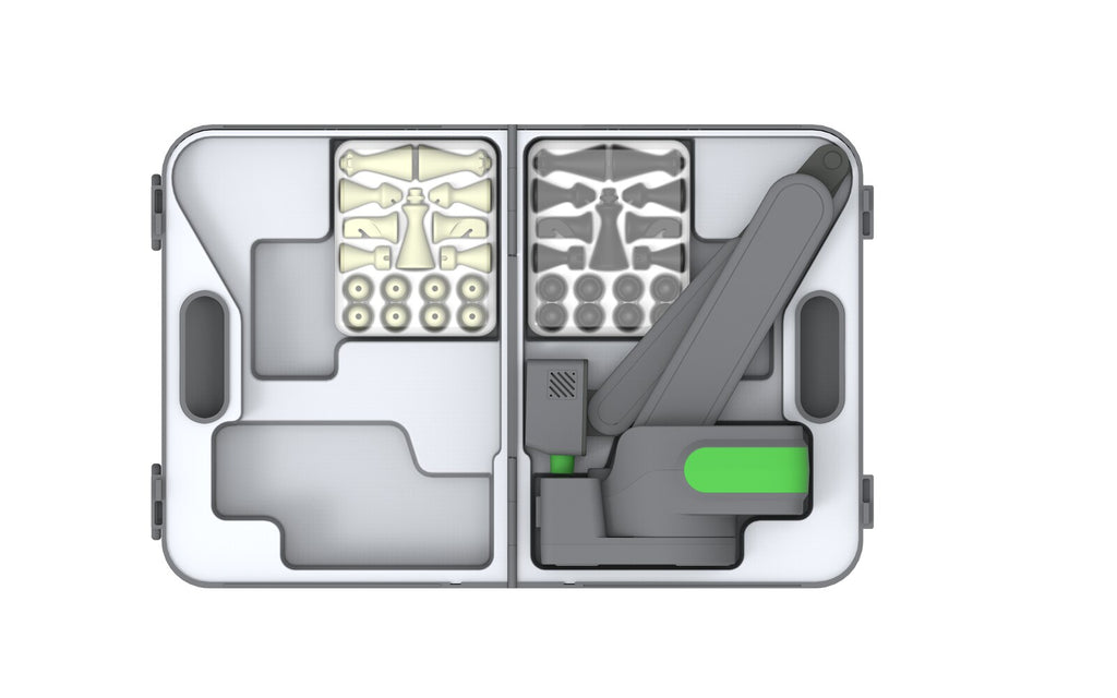 Gray Manya Cynus packed board and robot render